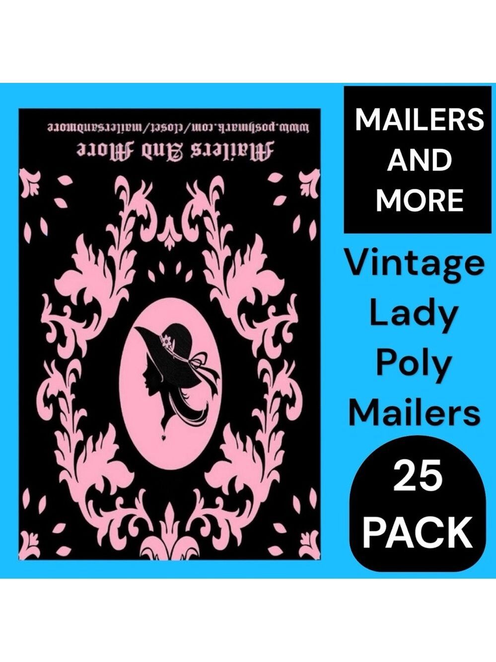 25 10X13 Poly Mailers Pink Vintage Lady Envelopes PRICE IS FIRM - Picture 5 of 12